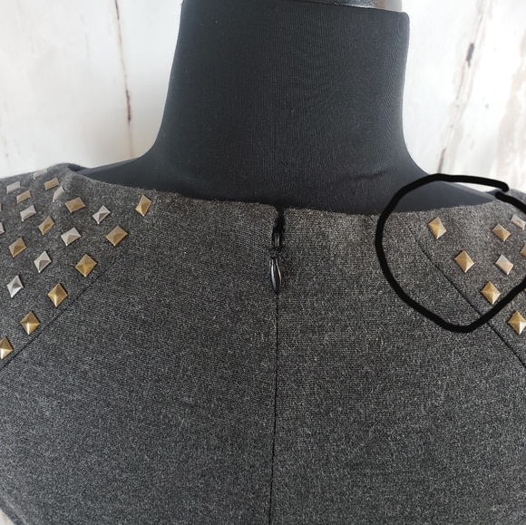 Nanette Lepore Studded Gray Sheath Dress Size 12 - Picture 6 of 7